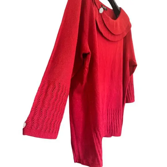 Briggs Plus Size 3X Red Sweater – Holiday Ready Knit Top - Picture 6 of 7
